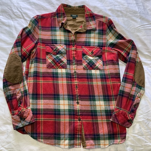 Roots Red Plaid Flannel Lumberjack Elbow Pads